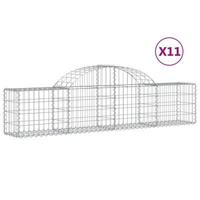 vidaXL Cestos gabião arqueados 11pcs 200x30x40/60 cm ferro galvanizado