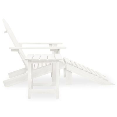 vidaXL Cadeira de jardim Adirondack c/ otomano e mesa abeto branco