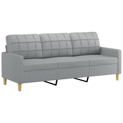 vidaXL Sofá 3 lugares + almofadas decorativas 180cm tecido cinza-claro