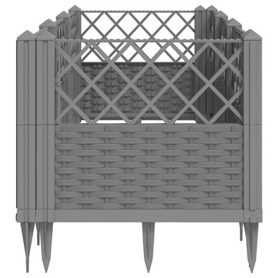 vidaXL Vaso/floreira jardim c/ estacas 123,5x43,5x43,5 cm cinza-claro