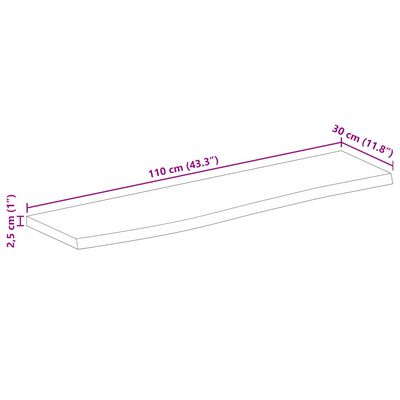 vidaXL Tampo de mesa c/ borda viva 110x30x2,5 cm mangueira maciça