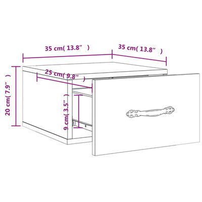 vidaXL Mesas de cabeceira de parede 2pcs 35x35x20 cm carvalho castanho