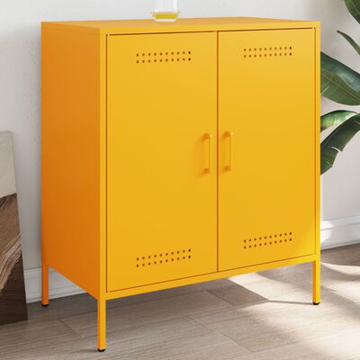 vidaXL Aparador 68x39x79 cm aço amarelo mostarda