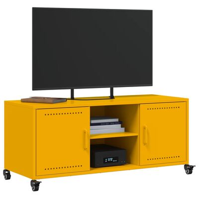 vidaXL Móvel de TV 100,5x39x43,5 cm aço amarelo mostarda