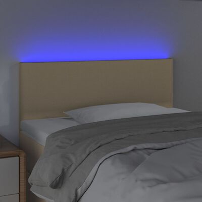 vidaXL Cabeceira de cama c/ luzes LED tecido 90x5x78/88 cm cor creme