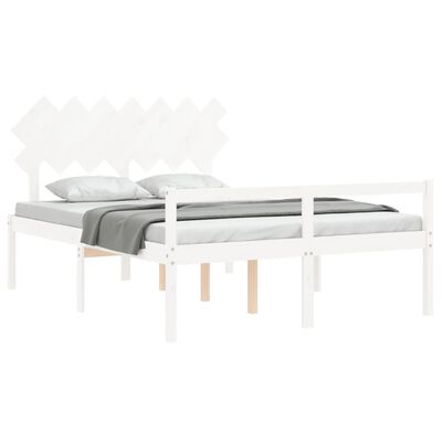 vidaXL Cama para idosos com cabeceira 140x200 cm madeira maciça branco