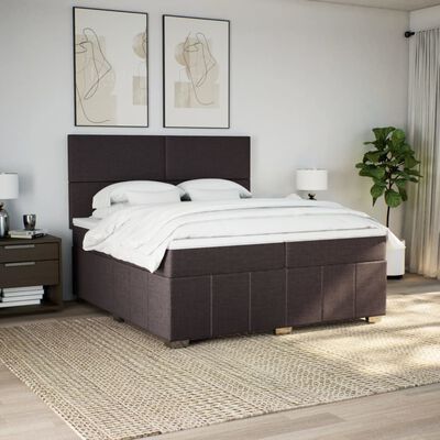 vidaXL Cama com molas/colchão 200x200 cm tecido castanho-escuro