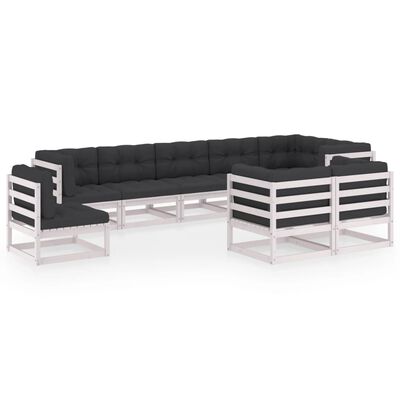 vidaXL 9 pcs conjunto lounge de jardim c/ almofadões pinho maciço