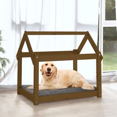 vidaXL Cama para cães 81x60x70 cm pinho maciço castanho mel