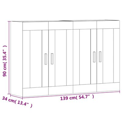 vidaXL Móveis de parede 2 pcs derivados de madeira cinzento cimento