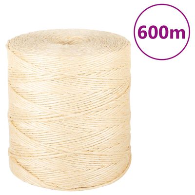 vidaXL Corda 100% sisal 2 mm 600 m