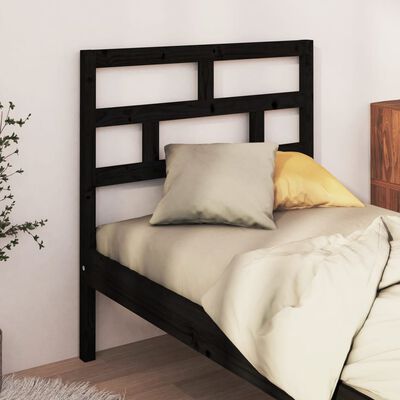 vidaXL Cabeceira de cama 106x4x100 cm pinho maciço preto