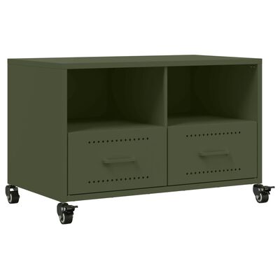 vidaXL Móvel de TV 68x39x43,5 cm aço verde azeitona