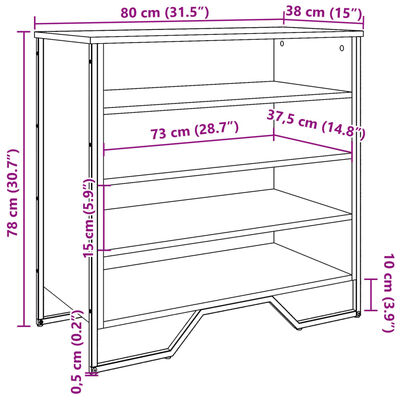 vidaXL Sapateira 80x38x78 cm derivados de madeira cinzento sonoma