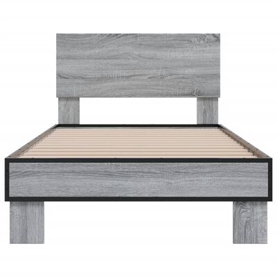 vidaXL Estrutura cama 100x200 cm derivados madeira/metal cinza sonoma