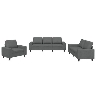 vidaXL 3 pcs conjunto de sofás tecido cinzento-escuro