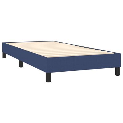 vidaXL Cama com molas/colchão 100x200 cm tecido azul