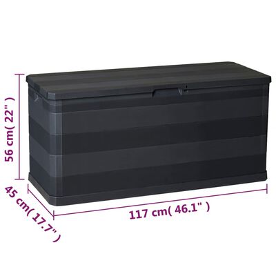 vidaXL Caixa de arrumação para jardim 117x45x56 cm preto