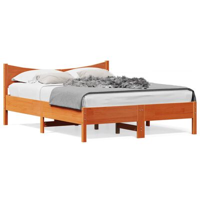 VidaXL Cama sem colchão 140x190 cm pinho maciço castanho-mel