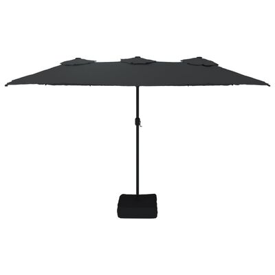 vidaXL Guarda-sol de jardim c/ cabeça dupla/luzes LED 449x245 cm preto