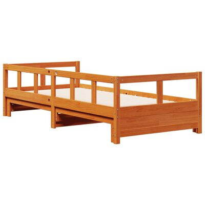 vidaXL Sofá-cama sem colchão 80x200 cm madeira de pinho castanho cera