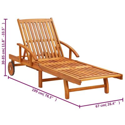 vidaXL Espreguiçadeiras com mesa e almofadões 2 pcs acácia maciça