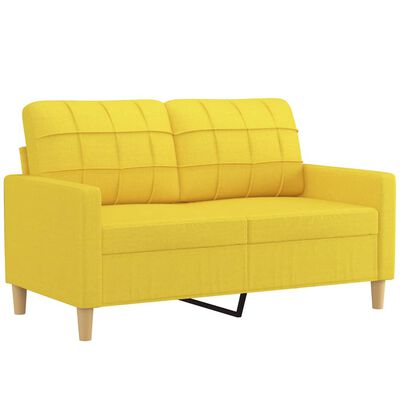 vidaXL Sofá de 2 lugares 120 cm tecido amarelo-claro