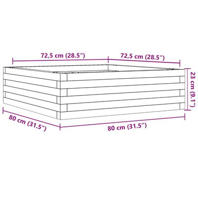 vidaXL Vaso/floreira de jardim 80x80x23 madeira de pinho impregnada