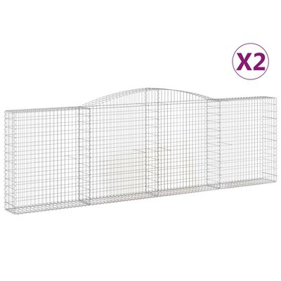 vidaXL Cestos gabião arqueados 2pcs 400x30x120/140cm ferro galvanizado