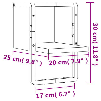 vidaXL Prateleira de parede com barra 20x25x30 cm preto