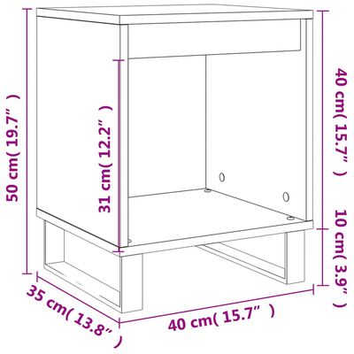 vidaXL Mesa de cabeceira 40x35x50 cm derivados de madeira cinza sonoma