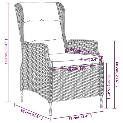 vidaXL 7 pcs conjunto de jantar para jardim cinzento-escuro