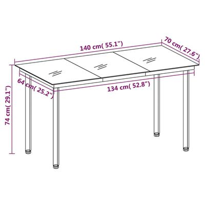 vidaXL 7 pcs conjunto de jantar para jardim com almofadões preto