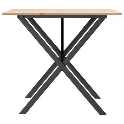 vidaXL Mesa de jantar estrutura em X 80x80x75 cm pinho e ferro fundido