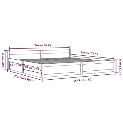 vidaXL Estrutura cama c/ gavetas 180x200 cm tamanho Super King preto