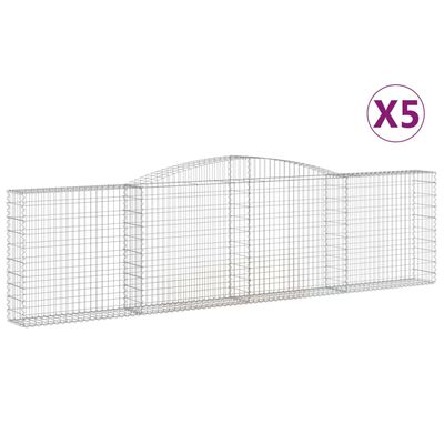 vidaXL Cestos gabião arqueados 5pcs 400x30x100/120cm ferro galvanizado