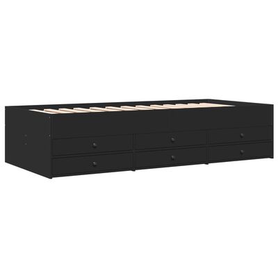 vidaXL Sofá-cama com gavetas sem colchão 75x190 cm preto