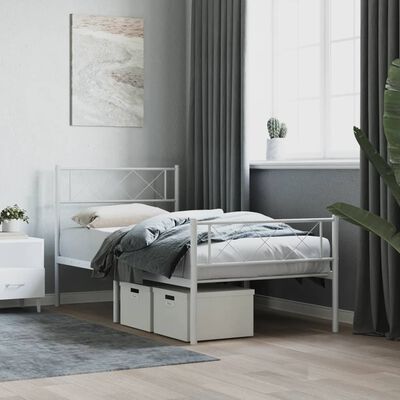 vidaXL Estrutura de cama com cabeceira e pés 80x200 cm metal branco