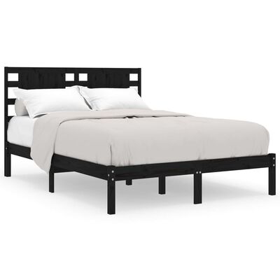 vidaXL Estrutura cama pequena casal 120x190 cm pinho maciço preto