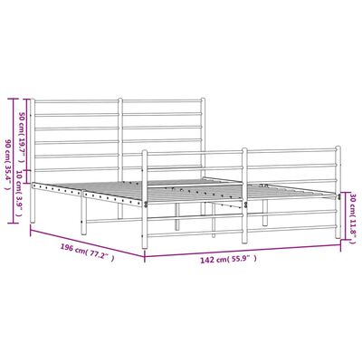 vidaXL Estrutura de cama com cabeceira e pés 135x190 cm metal branco