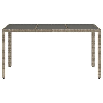 vidaXL Mesa de jardim com tampo de vidro 150x90x75 cm vime PE cinzento