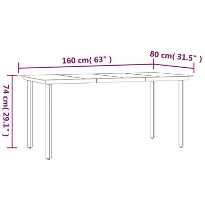 vidaXL 5pcs conjunto de jantar para jardim vime PE e aço cinza e preto