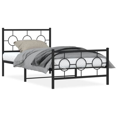 vidaXL Estrutura de cama com cabeceira e pés 100x200 cm metal preto