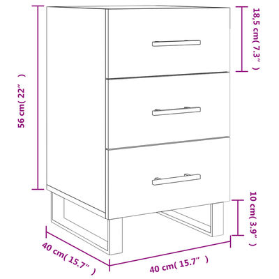 vidaXL Mesa de cabeceira 40x40x66cm derivados madeira branco brilhante