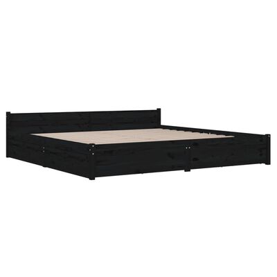 vidaXL Estrutura cama c/ gavetas 180x200 cm tamanho Super King preto