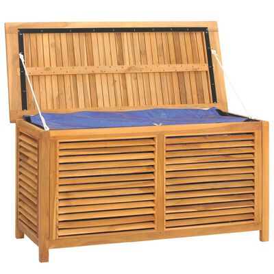 vidaXL Caixa de arrumação p/ jardim com saco 114x50x58 cm teca maciça