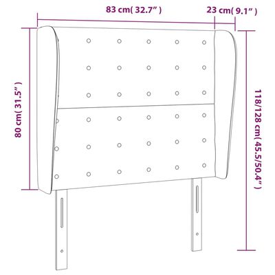 vidaXL Cabeceira cama c/ abas couro artificial 83x23x118/128 cm preto