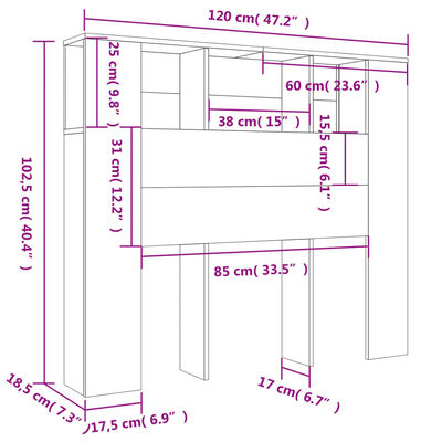 vidaXL Armário de cabeceira 120x18,5x102,5 cm branco brilhante