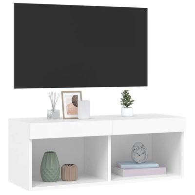 vidaXL Móvel de TV com luzes LED 80x30x30 cm branco