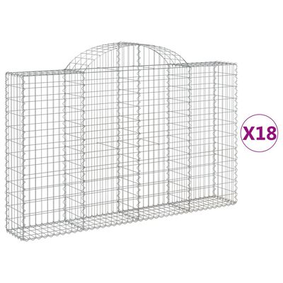 vidaXL Cestos gabião arqueados 18 pcs 200x30x120/140 ferro galvanizado